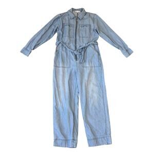 Indigo Thread Co Straight Leg Belted Cotton Denim Jumpsuit US Women's M